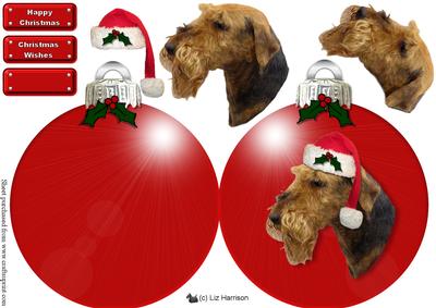 Airedale Terrier Christmas Bauble 3D Decoupage