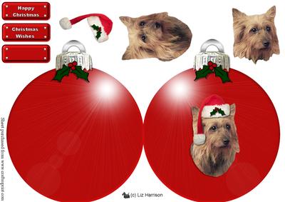 Australian Terrier Christmas Bauble 3D Decoupage