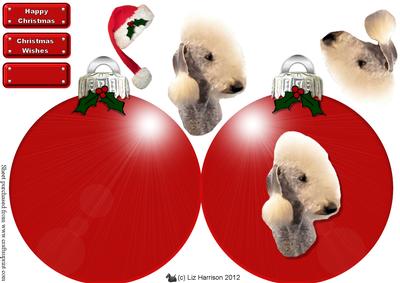 Bedlington Terrier Christmas Bauble 3D Decoupage
