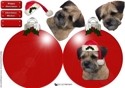 Border Terrier Christmas Bauble 3D Decoupage