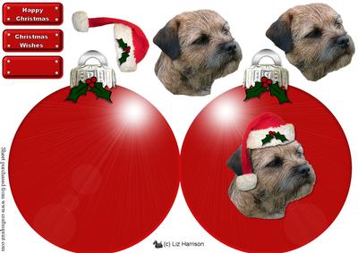 Border Terrier Christmas Bauble 3D Decoupage