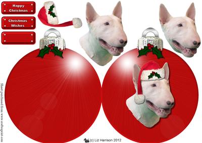 Bull Terrier (white) Christmas Bauble 3D Decoupage