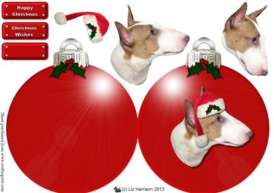 Bull Terrier Christmas Bauble 3D Decoupage