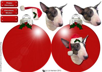 Bull Terrier (miniature) Christmas Bauble 3D Decoupage