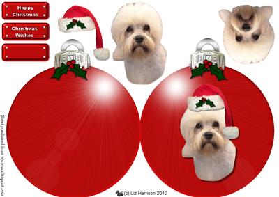 Dandie Dinmont Terrier Christmas Bauble 3D Decoupage