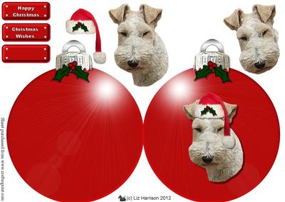 Fox Terrier,wire ,christmas Bauble 3D Decoupage