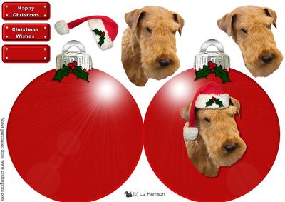 Lakeland Terrier Christmas Bauble 3D Decoupage
