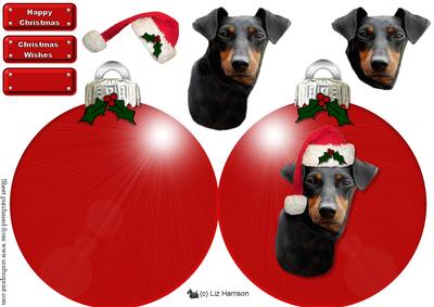 Manchester Terrier Chrismas Bauble 3D Decoupage