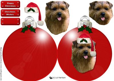 Norfolk Terrier Christmas Bauble 3D Decoupage