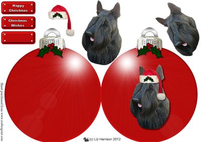 Scottish Terrier Christmas Bauble 3D Decoupage