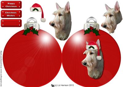 Scottish Terrier, Wheaton, Christmas Bauble 3D Decoupage