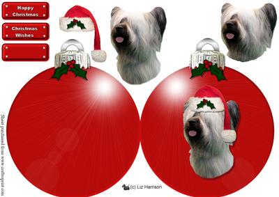 Skye Terrier Christmas Bauble 3D Decoupage