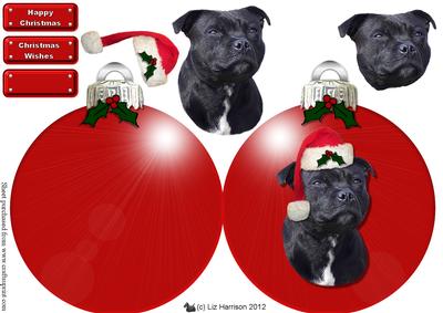 Staffordshire Bull Terrier Christmas Bauble