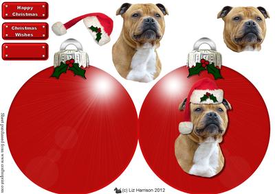 Staffordshire Bull Terrier Christmas Bauble