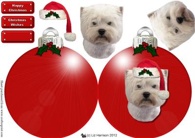Westie Christmas Bauble 3D Decoupage