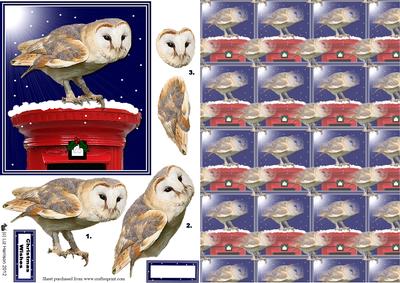 Barn Owl Christmas Post Box with Background
