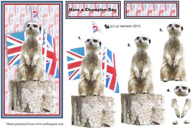 Meerkat Union Jack 3D Decoupage