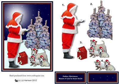 Christmas Westies with Santa 3D Decoupage