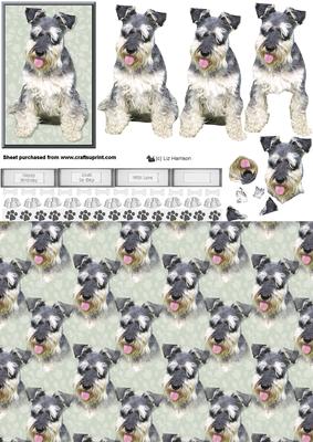 Miniature Schnauzer Dog 3D Decoupage with Background