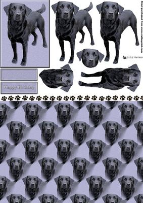 Black Labrador Dog 3D Decoupage with Background