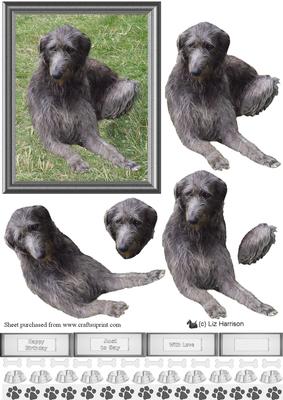Irish Wolfhound Scene 3D Decoupage