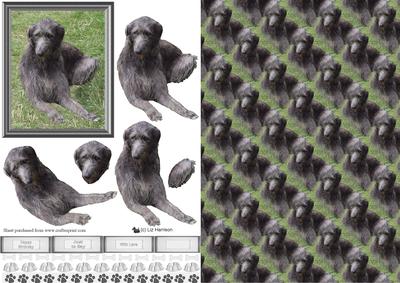 Irish Wolfhound Scene 3D Decoupage with Background
