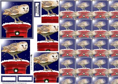 Barn Owl Christmas Post Box & Background Pyramid