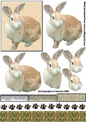 Cute Beige Bunny 3D Decoupage