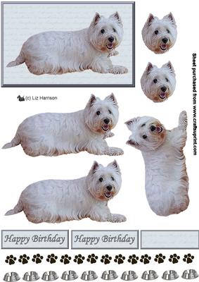 Westie Laying Down 3D Decoupage