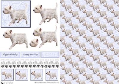 Westie Walking 3D Decoupage with Background