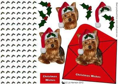 Yorkshire Terrier Christmas 3D Decoupage