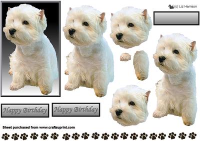 Westie Sat 3D Decoupage