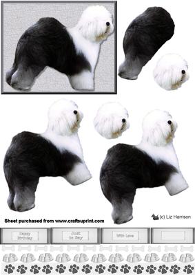 Old English Sheepdog 3D Decoupage