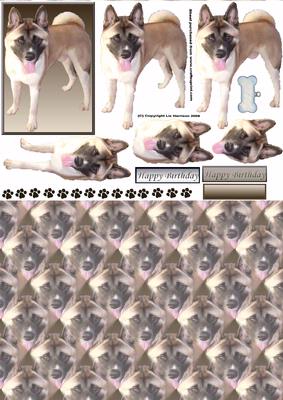 Akita Standing 3D Decoupage with Background