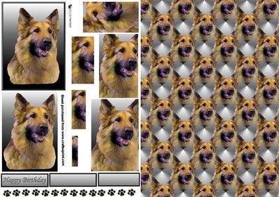 German Shepherd 4 Portrait Pyramid with Background