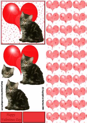 Tabby Kitten Heart 3D Decoupage