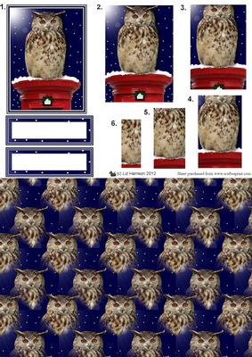 Eagle Owl Christmas Post Box Pyramid & Background