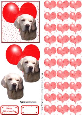 Golden Retriever Heart 3D Decoupage