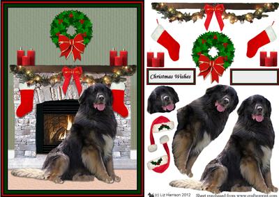 Leonburger Christmas Fireplace 3D Decoupage