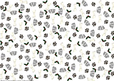 Bowls,bones & Pawprint Christmas Background