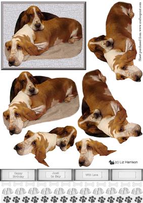 Basset Hound Pair 3D Decoupage