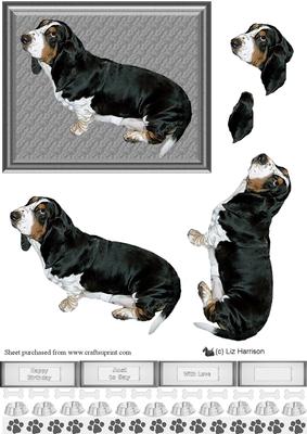 Basset Hound Black & Tan 3D Decoupage