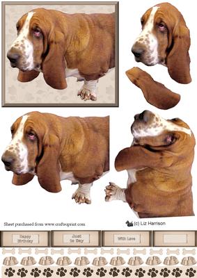 Basset Hound 3D Decoupage