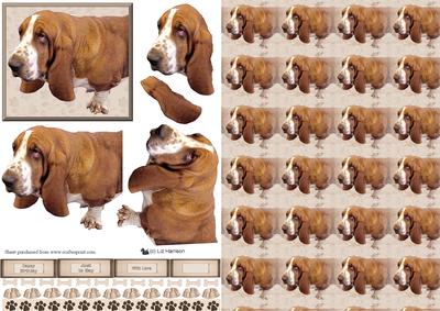 Basset Hound 3D Decoupage with Background