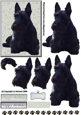 Scottie Dog Sat 3D Decoupage