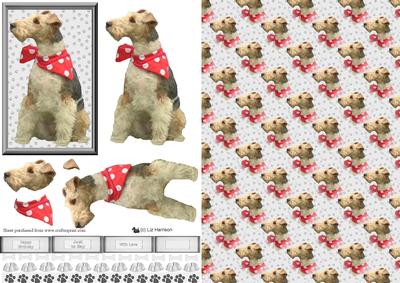Fox Terrier Dog 3D Decoupage with Background