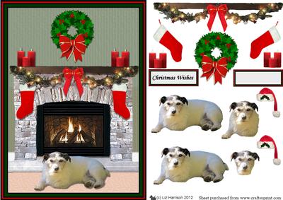 Jack Russell Terrier Fireplace 3D Decoupage
