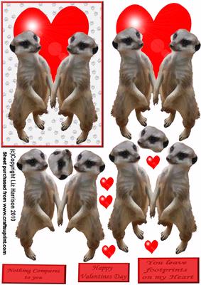 Meerkats Holding Paws 3D Decoupage