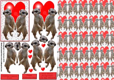 Meerkats Holding Paws 3D Decoupage with Background