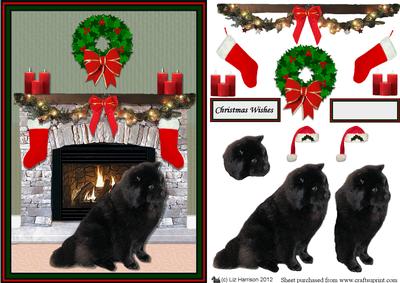 Spitz Christmas Fireplace 3D Decoupage